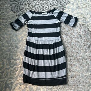 Piper & Blue Pleated Striped Dress Gray Black XL